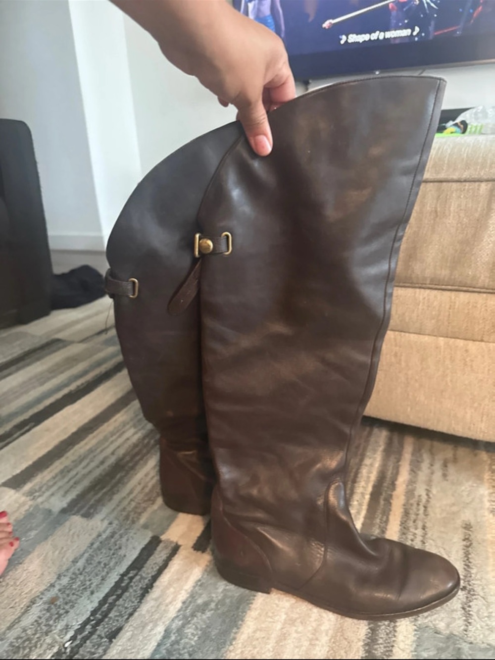 Classic Brown Leather Tall Riding Boots - COACH